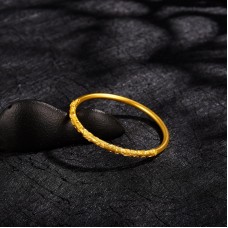 999.9足金古法時尚典雅花卉固口手鐲